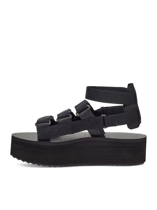 Mevia Leather Women's Anatomic Sporty Flatforms Black Sandals