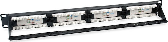 Equip Unshielded Patch Panel for Rack 1U 19" with 24 cat6 Ports Black