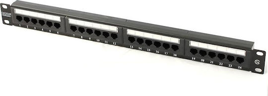 Digitus Patch Panel Unshielded για Rack 1U 19" 24 Θυρών cat5e Μαύρο