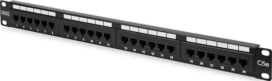 Digitus Patch Panel Unshielded για Rack 1U 19" 24 Θυρών cat5e Μαύρο