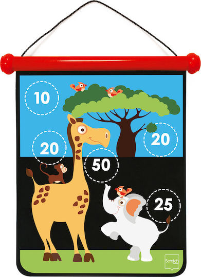 Scratch Europe Set with Target & Darts Children's Magnetic Target 2 Sides with 6 Darts - Safari