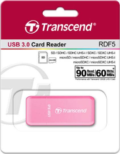 Transcend Cititor Card RDF5 USB 3.0 Pentru Card SD/microSD Roz