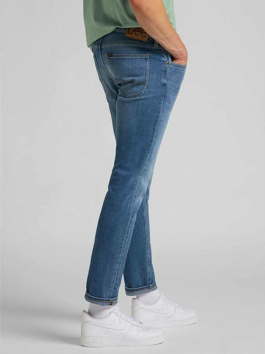 Luke Pantaloni Jeans pentru Bărbați Elastic cu Croială Slim Tapered Albastru