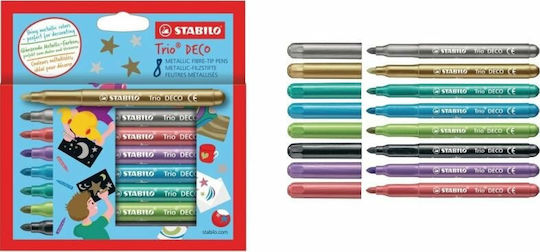 Stabilo Metallic Trio Deco Drawing Markers Thick Set of 8pcs