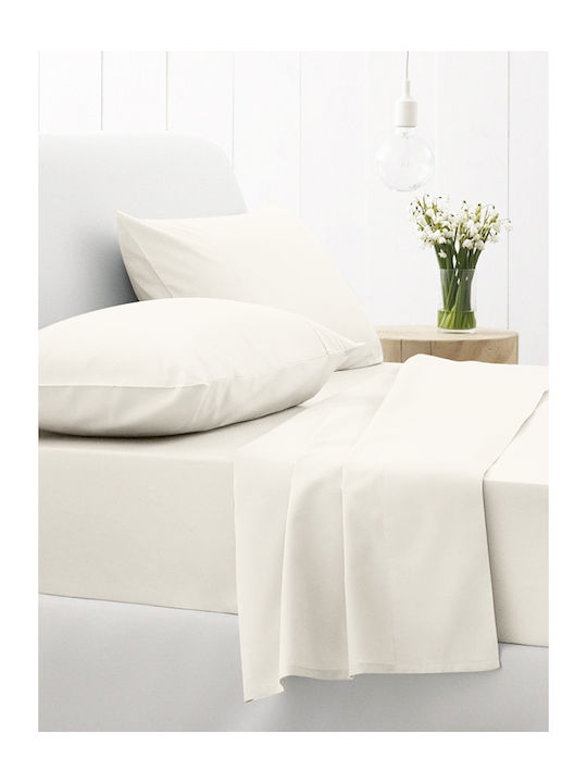 Sunshine Sheet Super-Double with Elastic 160x200+30cm. Cotton Feelings 100 White