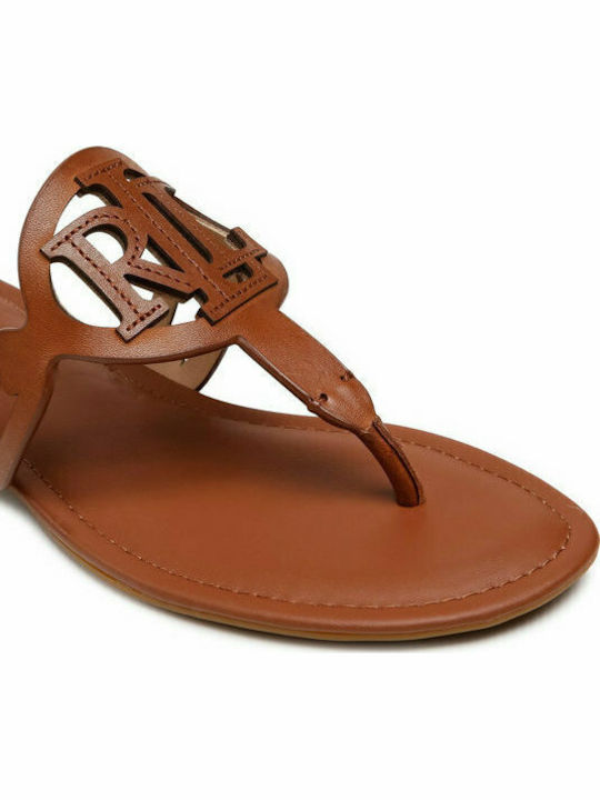Leder Damen Flache Sandalen in Braun Farbe 802840596-002