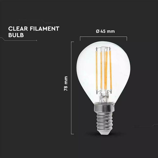 V-TAC Λάμπα LED 6W 78mm για Ντουί E14 και Σχήμα P45 Θερμό Λευκό 600lm