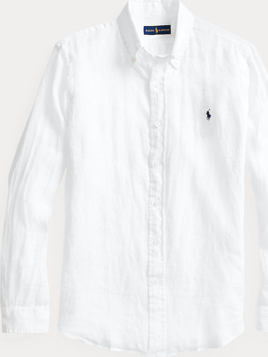 Long-sleeved Linen Shirt White