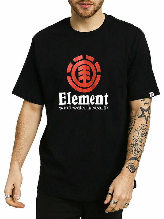 Element Vertical T-shirt Bărbătesc cu Mânecă Scurtă Negru