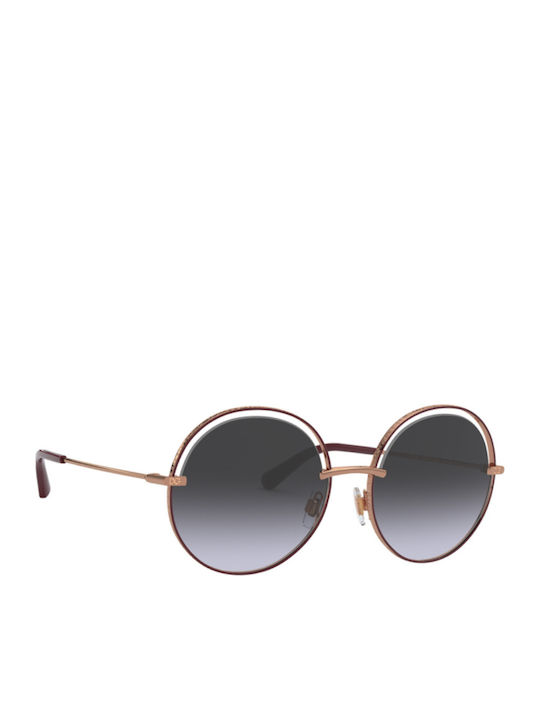 Dolce & Gabbana Women's Sunglasses with Gold Metal Frame and Gray Gradient Lens DG2262 1333/8G