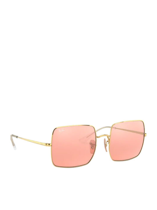 Ray Ban Ochelari De Soare Square Pentru Femei Cu Ramă Metalică Auriu Și Lentile Roz