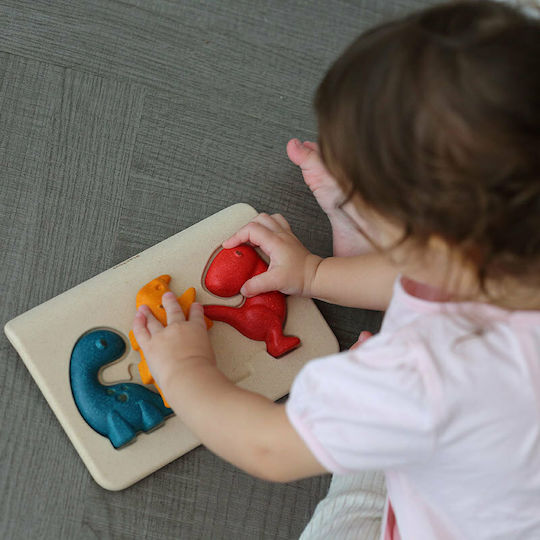 Ξύλινο Παιδικό Puzzle Σφηνώματα Δεινόσαυροι 3pcs Plan Toys