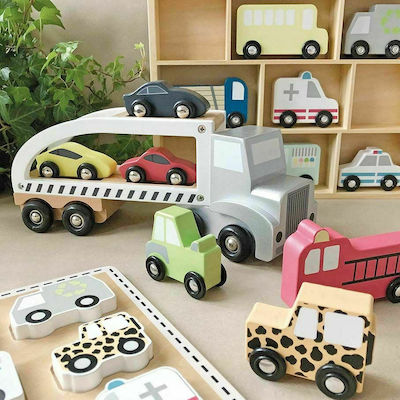 Wooden Kids Peg Puzzle Cars for 1.5++ Years 9pcs Jabadabado