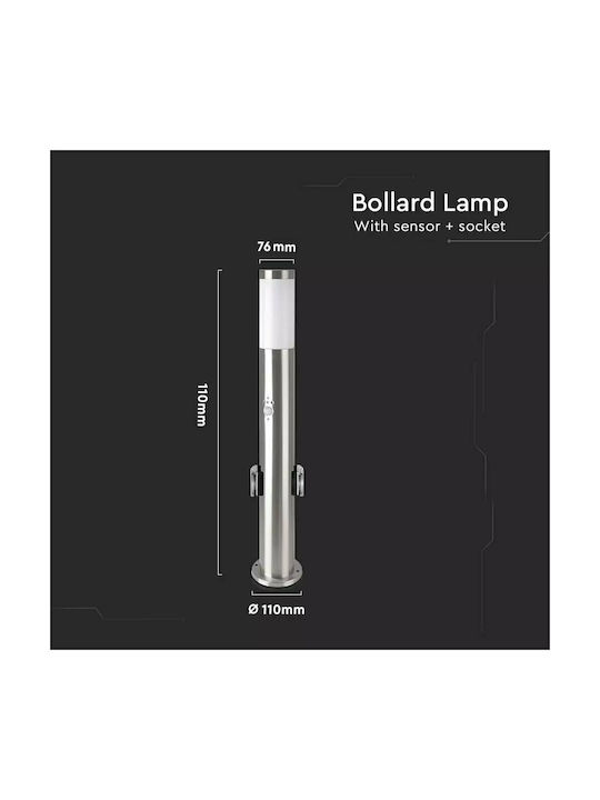 V-TAC Φωτιστικό Κολωνάκι Εξωτερικού Χώρου 60W IP44 για Ντουί E27 Ασημί