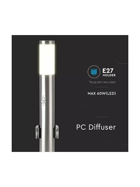 V-TAC Φωτιστικό Κολωνάκι Εξωτερικού Χώρου 60W IP44 για Ντουί E27 Ασημί