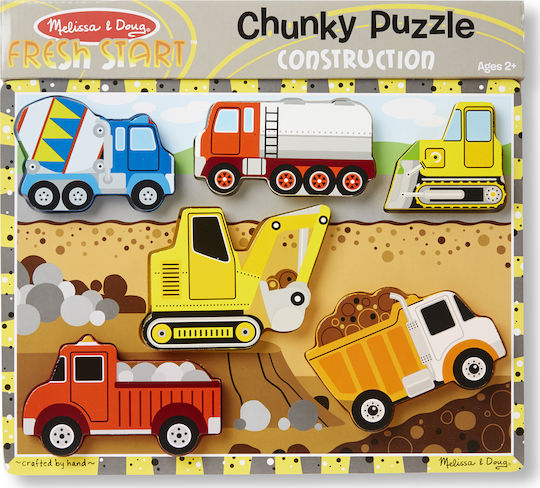 Holz Kinder Steckpuzzle Construction Chunky für 2+ Jahre 6pcs Melissa & Doug