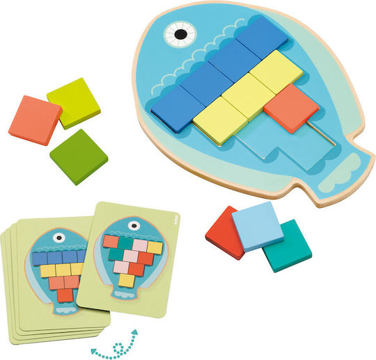 Wooden Kids Peg Puzzle Mosaic Fish for 3+ years+ Years 10pcs Djeco