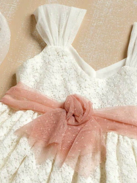 Lollipop Celebrations Ecru Taufset Kleidung mit Haar-Accessoires & Kleid aus Spitze 2Stück