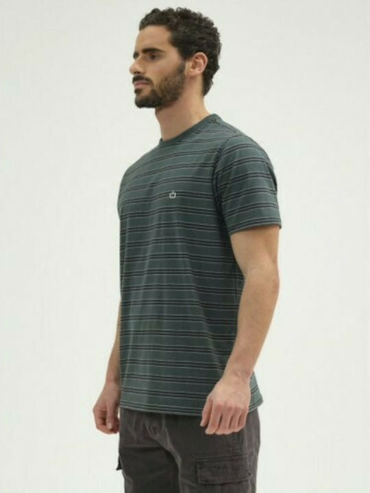 Emerson Ανδρικό T-shirt Pine Green με Ρίγες