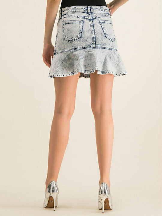 Michael Kors MH97F1FD8D Denim Mini Skirt in Blue color