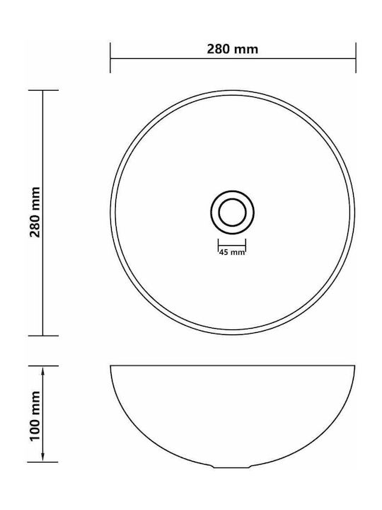 vidaXL Countertop Sink Ceramic 32.528x28x10cm Pink