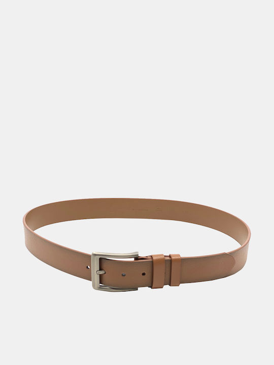 Wide Men's Belt Leather Tabac Brown