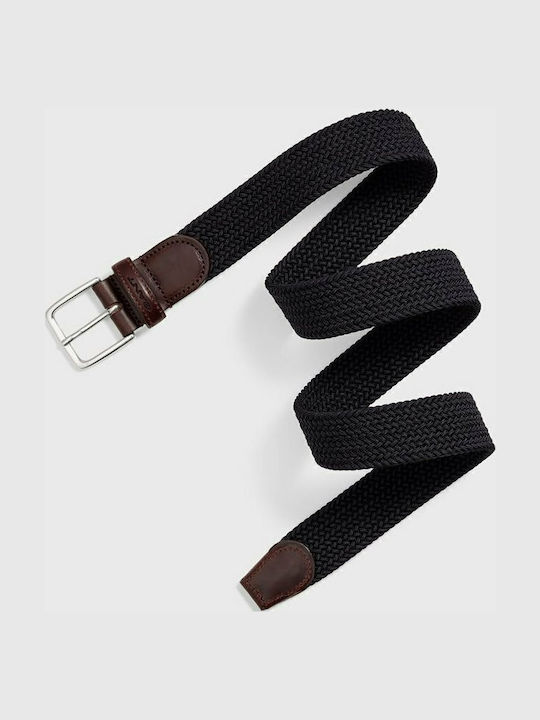 Elastic Men's Belt Fabric Knitted Navy Blue