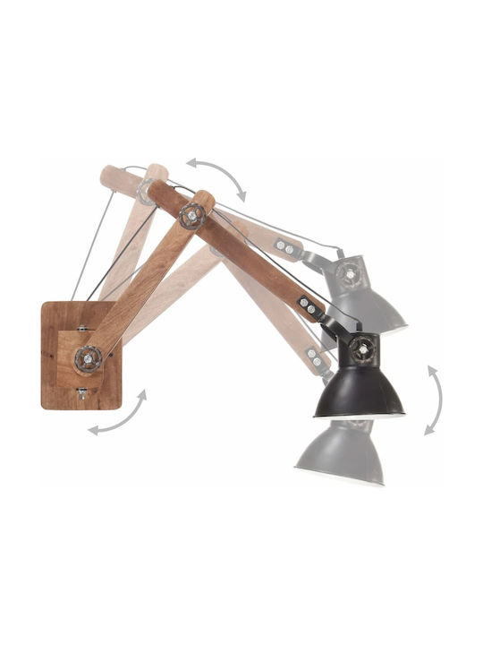 vidaXL Vintage Lamp Wall with Socket E27 Black 16cm