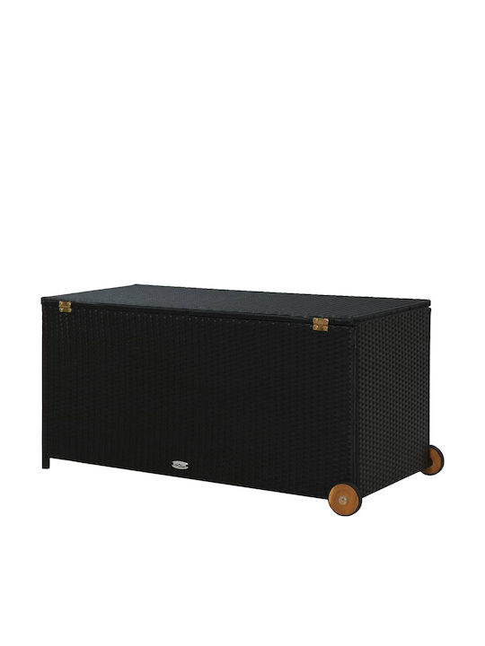 vidaXL Μπαούλο Αποθήκευσης Εξωτερικού Χώρου Rattan Μαύρο Μ120xΠ60xΥ61εκ.