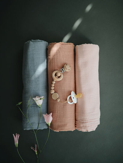 Mushie Belgian Muslin Swaddle Wrap Gray 120x120cm.