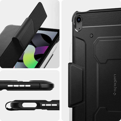 Spigen Rugged Armor Pro Klappdeckel Synthetisches Leder / Kunststoff Stoßfest Schwarz (iPad Air 2020/2022) ACS02054