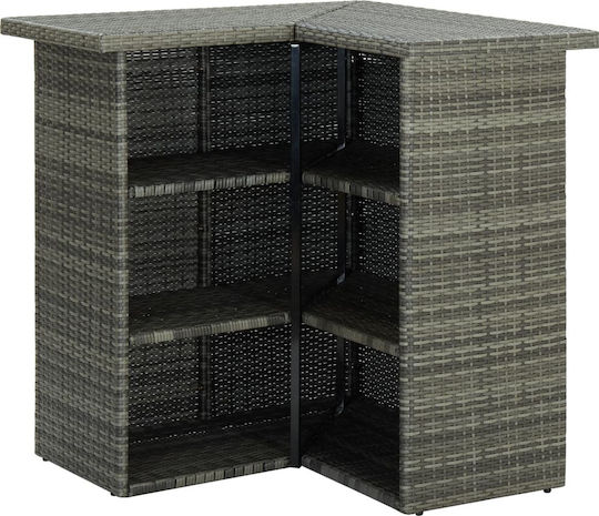 Outdoor Bar Free Standing Rattan Table Gray 100x50x105cm