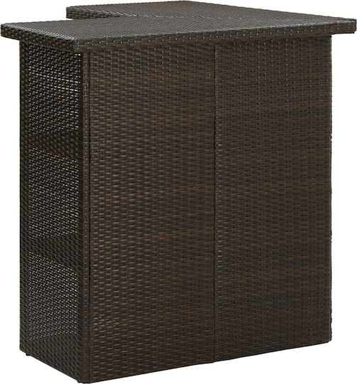 Tisch Bar für Außenbereich Rattan Stabil Brown 100x50x105cm