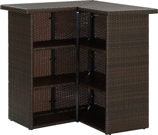 Tisch Bar für Außenbereich Rattan Stabil Brown 100x50x105cm