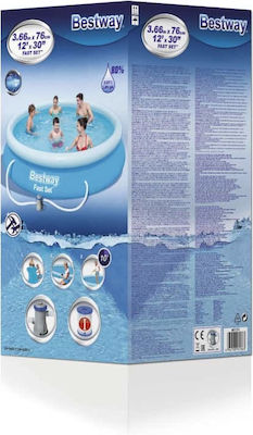 Bestway Fast Set Pool Aufblasbar mit Filterpumpe 366x366x76cm