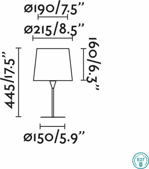 Faro Barcelona Samba Μεταλλικό Πορτατίφ για Ντουί E27 με Κίτρινο Καπέλο και Μαύρη Βάση