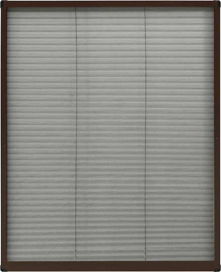 vidaXL Mosquito Net Window Pleated Fiberglass Brown with Frame 80x60cm