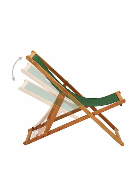 Σεζλόνγκ Ξύλινη με Πράσινο Ύφασμα 127x60x95cm