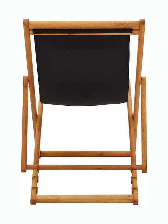 Σεζλόνγκ Ξύλινη με Μαύρο Ύφασμα 127x60x95cm