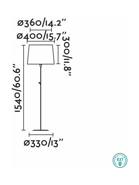 Faro Barcelona Samba Floor Lamp H154xW40cm. with Socket for Bulb E27 Beige