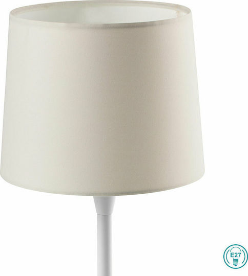 Faro Barcelona Conga Metal Lampă de masă pentru Soclu E27 cu Abajur Bej și Bază Alb
