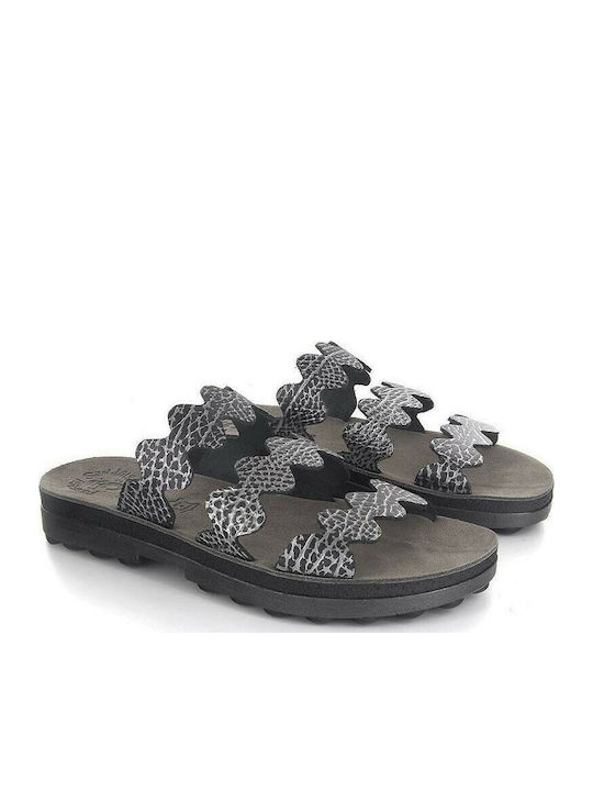 Fantasy Sandals Waves S9012 Leather Women's Flat Sandals Anatomic In Gray Colour