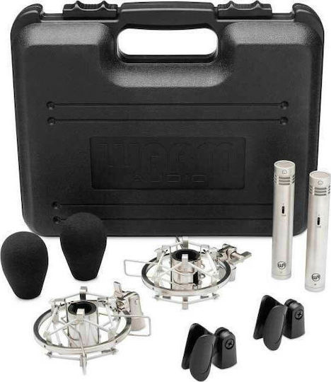 Warm Audio WA-84 Pair Condenser (Small Diaphragm) Microphone XLR Shock Mounted for Studio Nickel in Silver Color