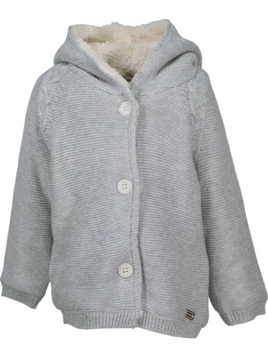 Εβίτα Girls Knitted Hooded Cardigan with Buttons Gray