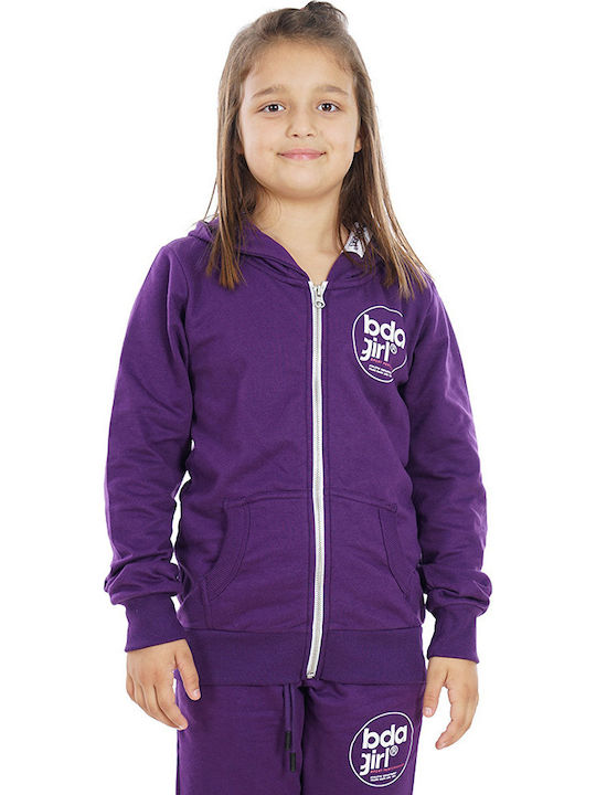 Body Action Girls Athleisure Hooded Sweatshirt with Zipper Purple