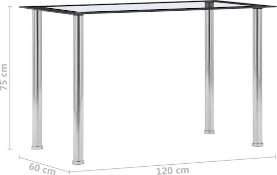 Tisch Speisesaal mit Glasoberfläche Black - Transparent 120x60x75cm