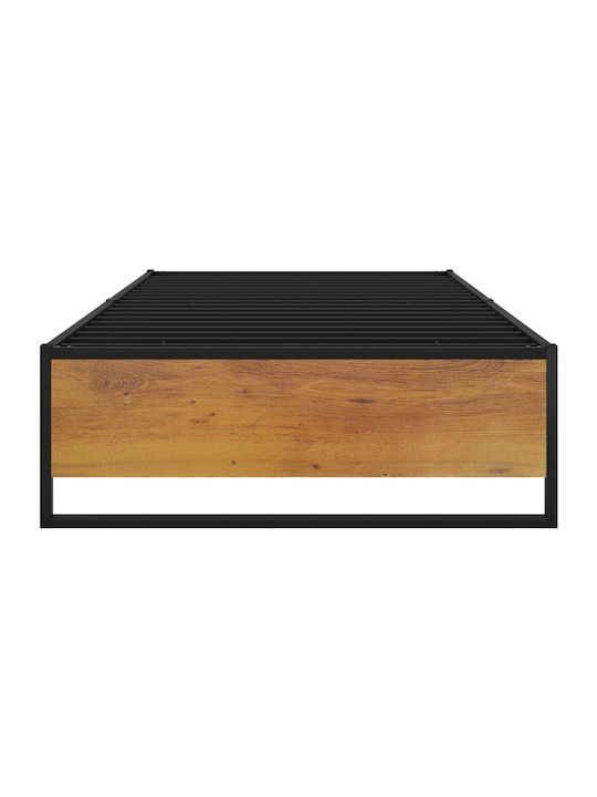 Einzelmetallbett Schwarz mit Lattenrost für Matratze 100x200cm
