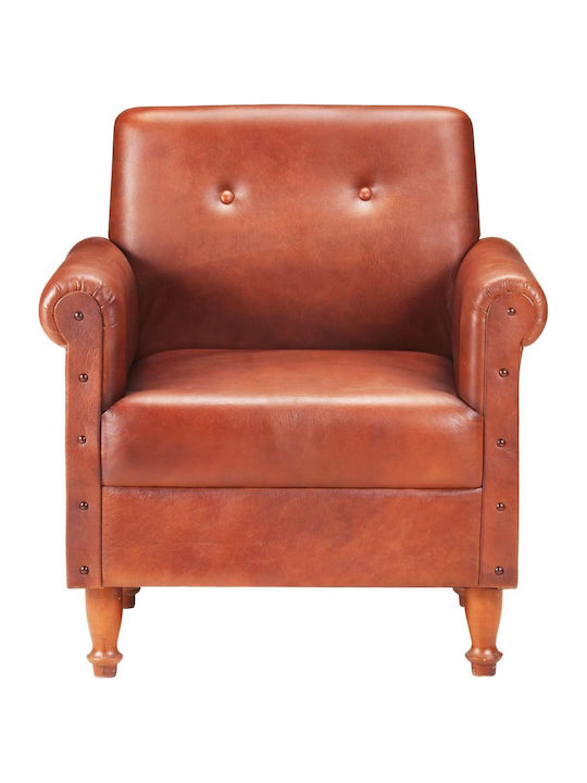 Μπάρελ Πολυθρόνα από Γνήσιο Δέρμα Καφέ 70x54x73cm