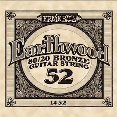 Ernie Ball Single 80/20 Bronze String for Acoustic Guitar Earthwood 80/20 Bronze 0.052"