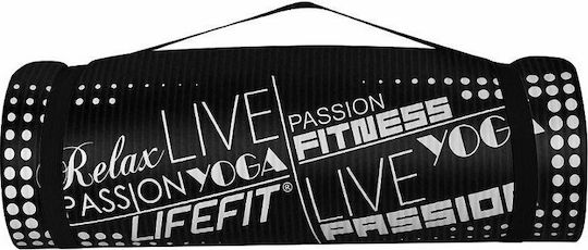 Lifefit Στρώμα Γυμναστικής Pilates Μαύρο (180x60x1.5cm)